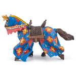 Cheval bleu fleur de lys Papo en PVC, Collection Médiéval, jouet éducatif idéal pour enfants et collectionneurs
