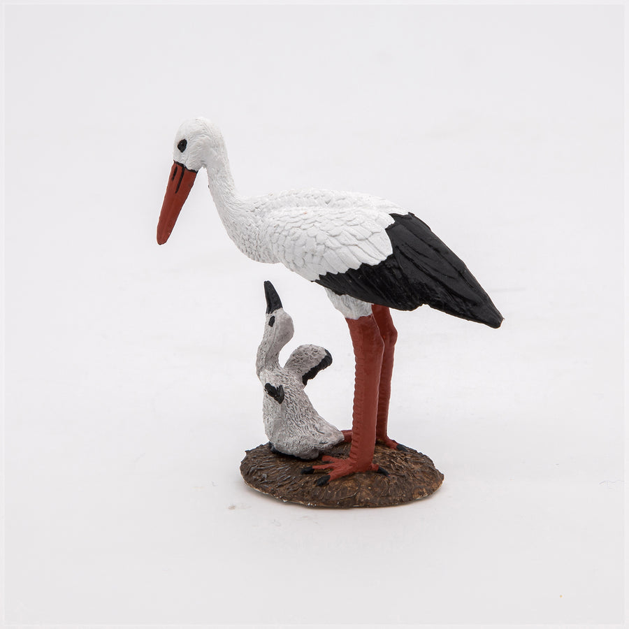 Figurine Cigogne et son bébé Papo en PVC, thème oiseaux, Collection Animaux sauvages, jouet éducatif idéal pour enfants et collectionneurs