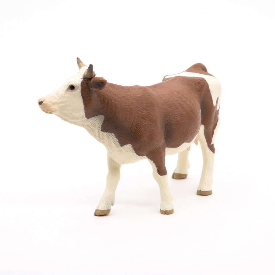 Figurine Vache simmental Papo en PVC, Collection Vie à la ferme, jouet éducatif idéal pour enfants et collectionneurs