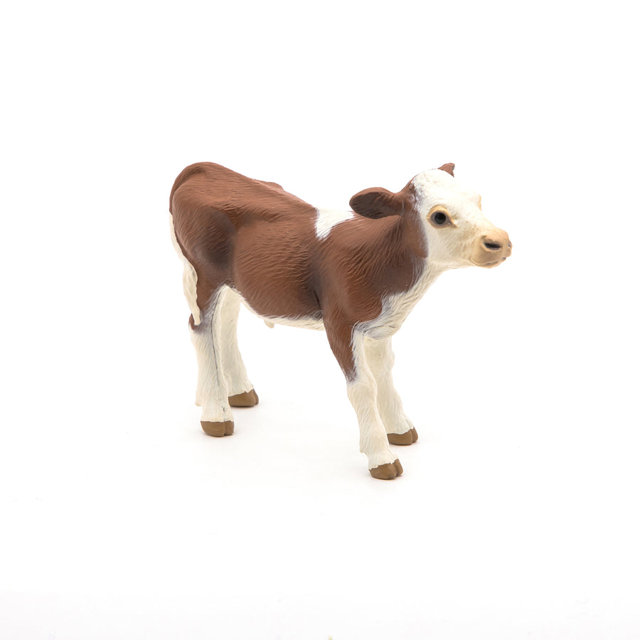 Figurine Veau simmental Papo en PVC, Collection Vie à la ferme, jouet éducatif idéal pour enfants et collectionneurs
