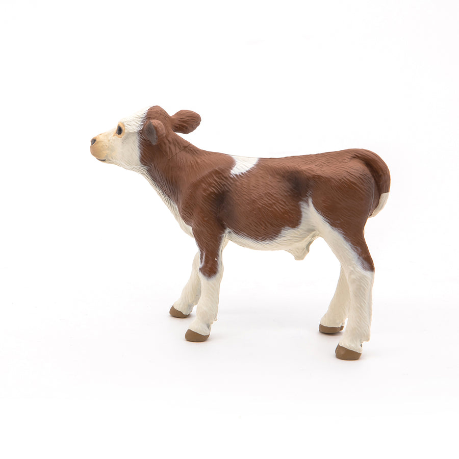 Figurine Veau simmental Papo en PVC, Collection Vie à la ferme, jouet éducatif idéal pour enfants et collectionneurs