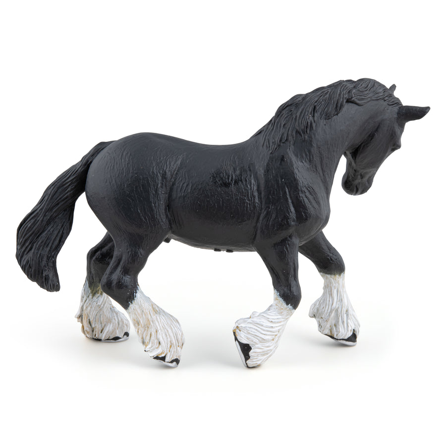 Etalon shire noir Papo en PVC, Collection chevaux, jouet éducatif idéal pour enfants et collectionneurs
