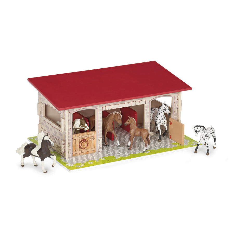 Box à chevaux Papo en bois, Collection chevaux, jouet éducatif idéal pour enfants et collectionneurs